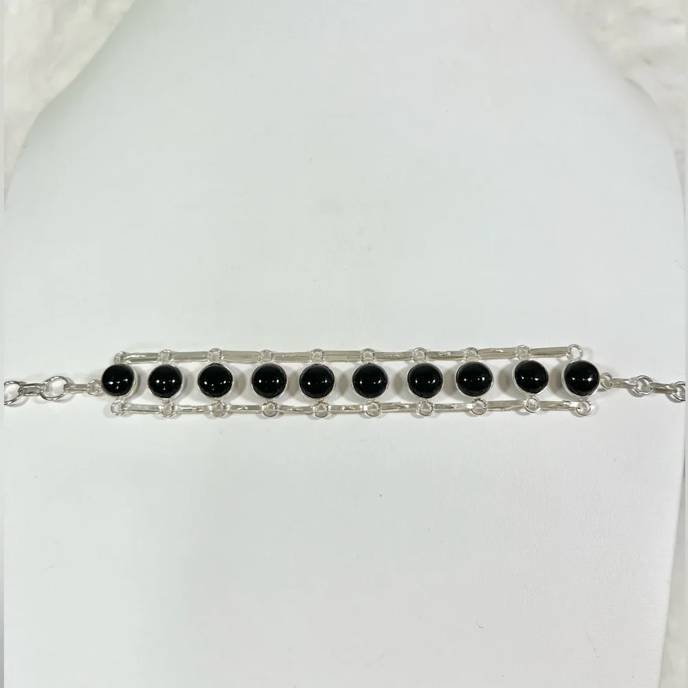 Black Onyx 925 Gemstone Circles Bracelet